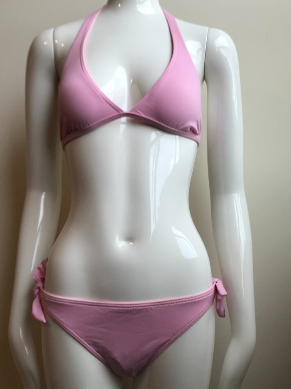 Billabong surf solid light pink halter low rise bikini set